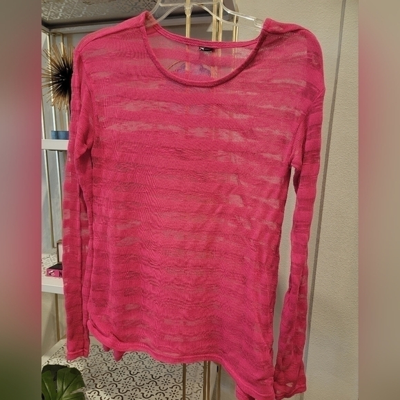 Oakley size Medium Berry Neon Striped Sheer Sweater - Picture 4 of 6